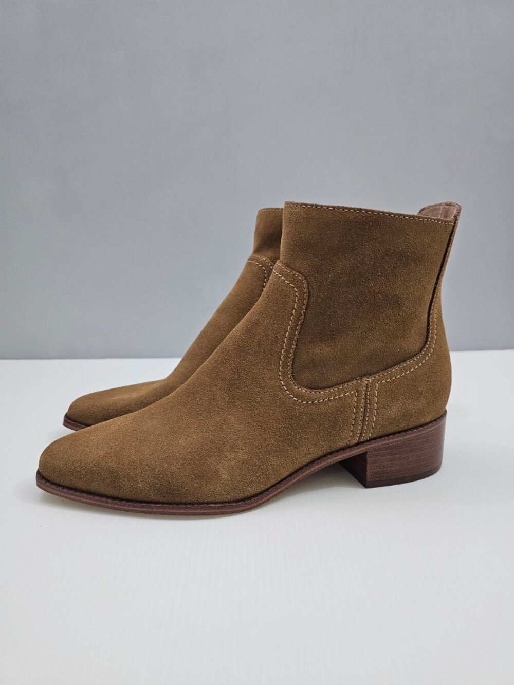 Cole Haan Naia Western Ankle Boots Womens 8 Golden Toffee Suede Cowboy